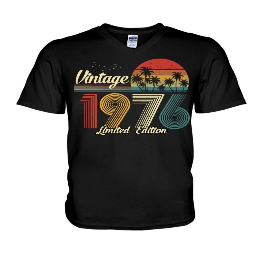 Vintage 1976 Limited Edition Special Custom Design Personalized Year Gift Guys V-Neck