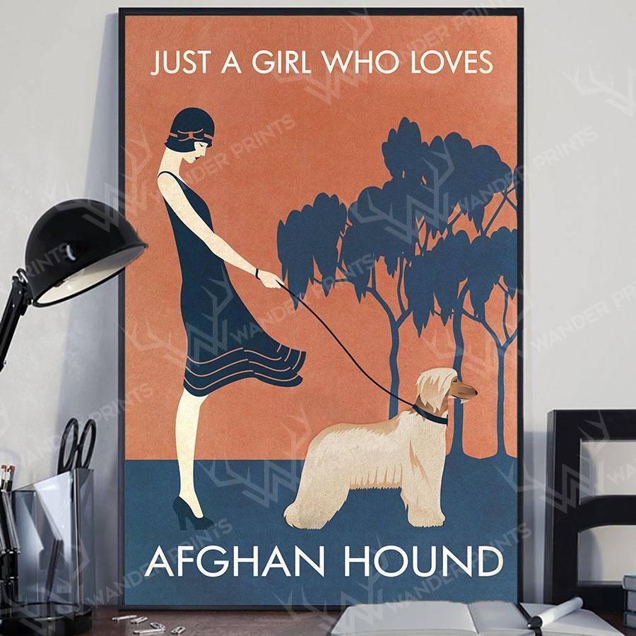 Vintage Girl Who Loves Afghan Hound – Poster