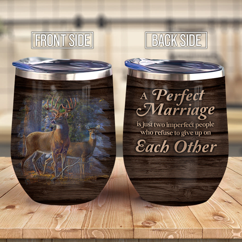 Deer Couple A Perfect Marriage Couple Gift Ablz0707003Z Wine Tumbler