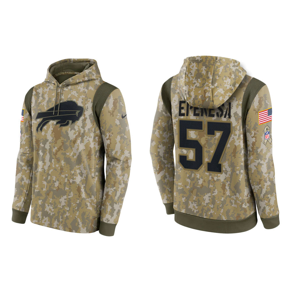 A.J. Epenesa Buffalo Bills Camo 2021 Salute To Service Veterans Day Therma Pullover Hoodie