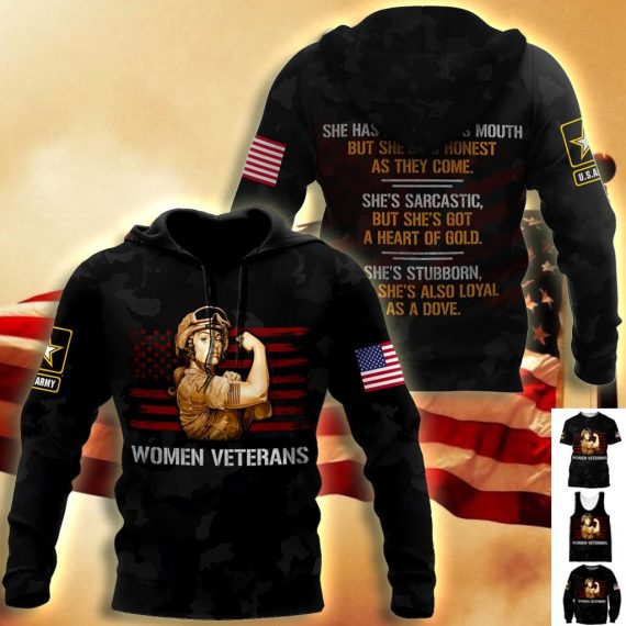 Women Veterans All Over Printed Us Unisex Size Hoodie