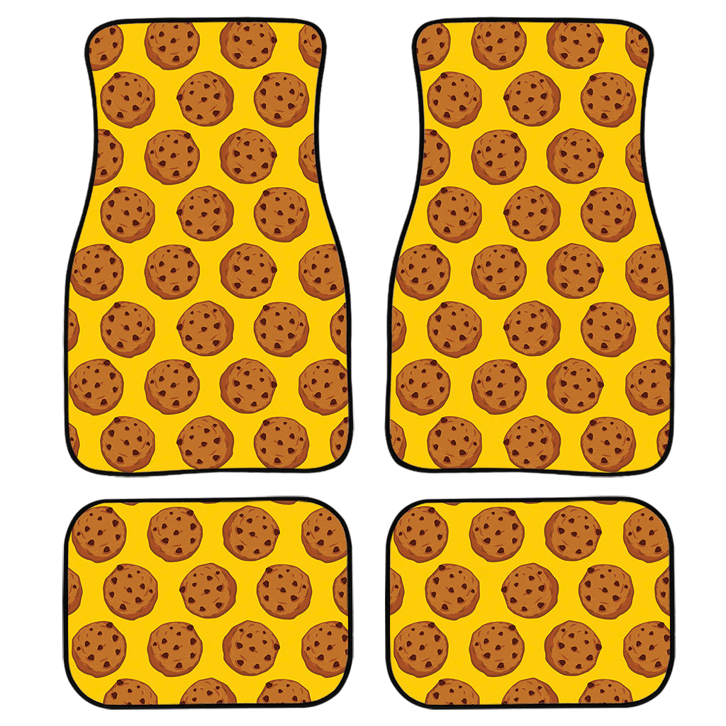 Yellow Cookie Pattern Print Front And Back Car Floor Mats, Front Car Mat