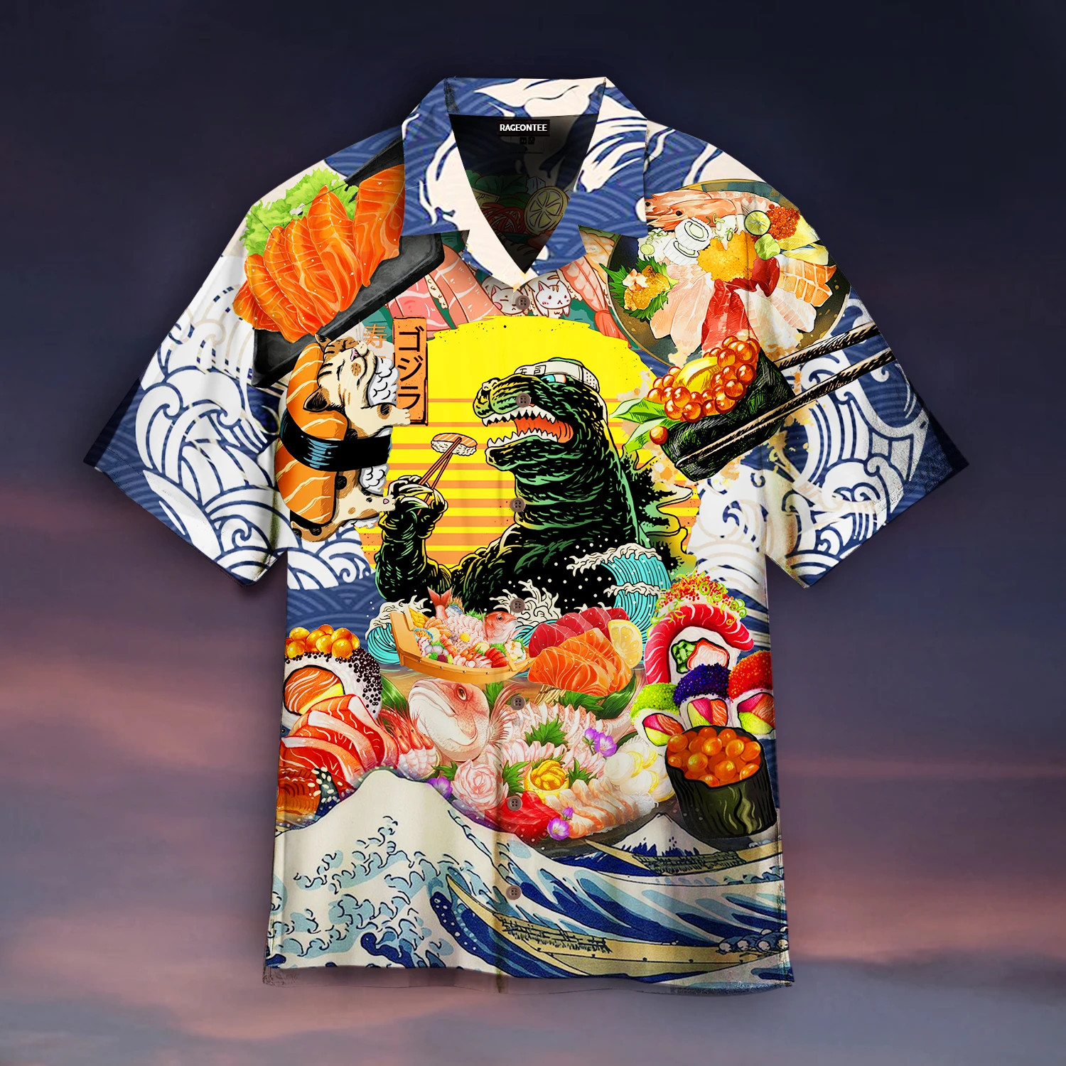 But First Zilla King Eats Sushi Hawaii Shirt Unisex Adult Ha54139