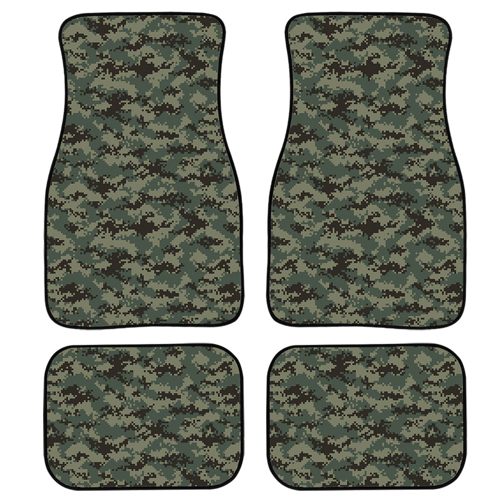 Forest Green Digital Camo Pattern Print Front And Back Car Floor Mats, Front Car Mat