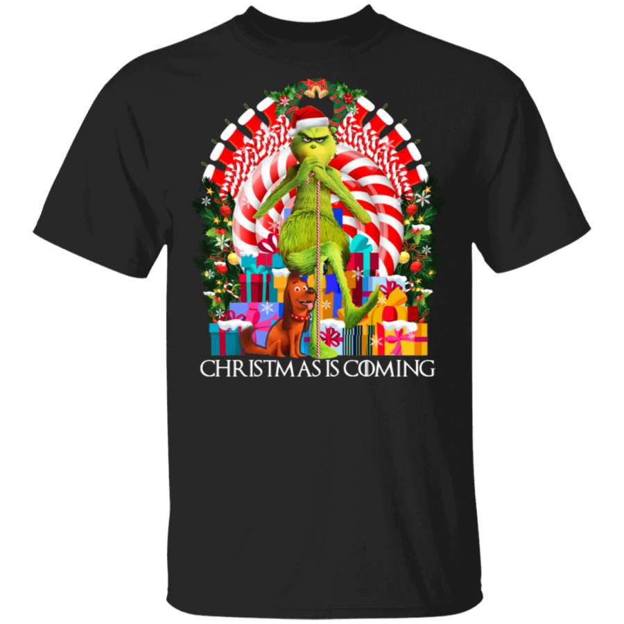 Christmas Movie Lover Shirt Christmas Is Coming Funny Christmas Candy Cane Throne Grinch Movie Lover Gifts Christmas T-Shirt