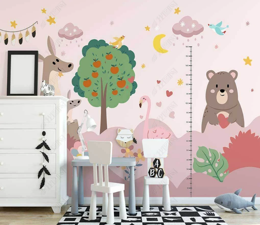 3D Hand-Painted Cartoon Forest Animal Wall Mural Wallpaper Sww3298