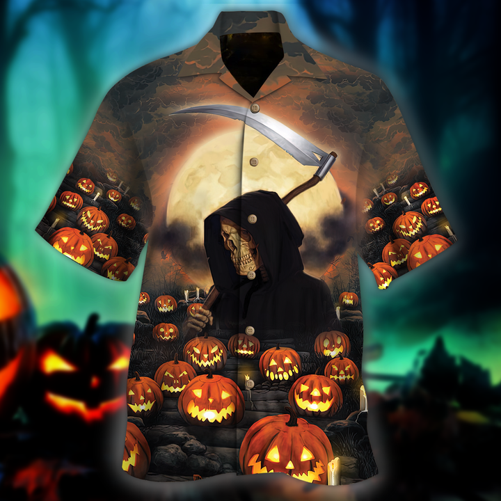 Moonlight Pumpkin Skull Halloween Hawaii Shirt For Men Women Ha110972