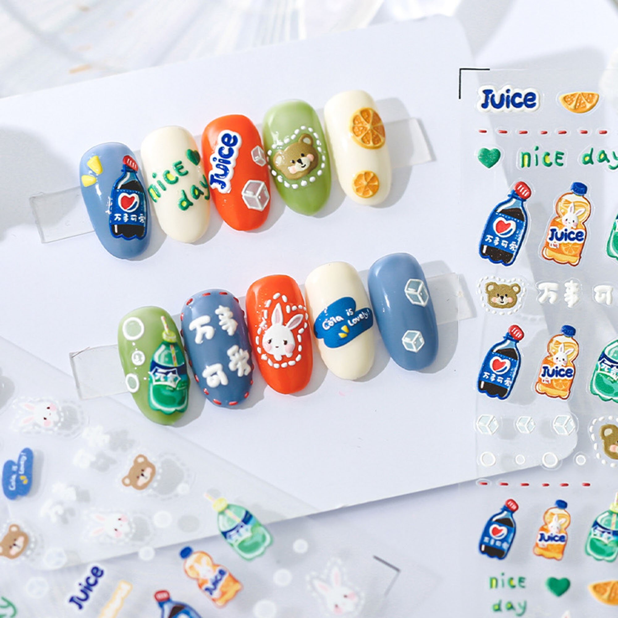 Summer Nail Stickers, Drinks Nail Stickers, Drinks Nail Decal Stickers, Cute Nail Stickers, DIY Nails, Nail Decal Art