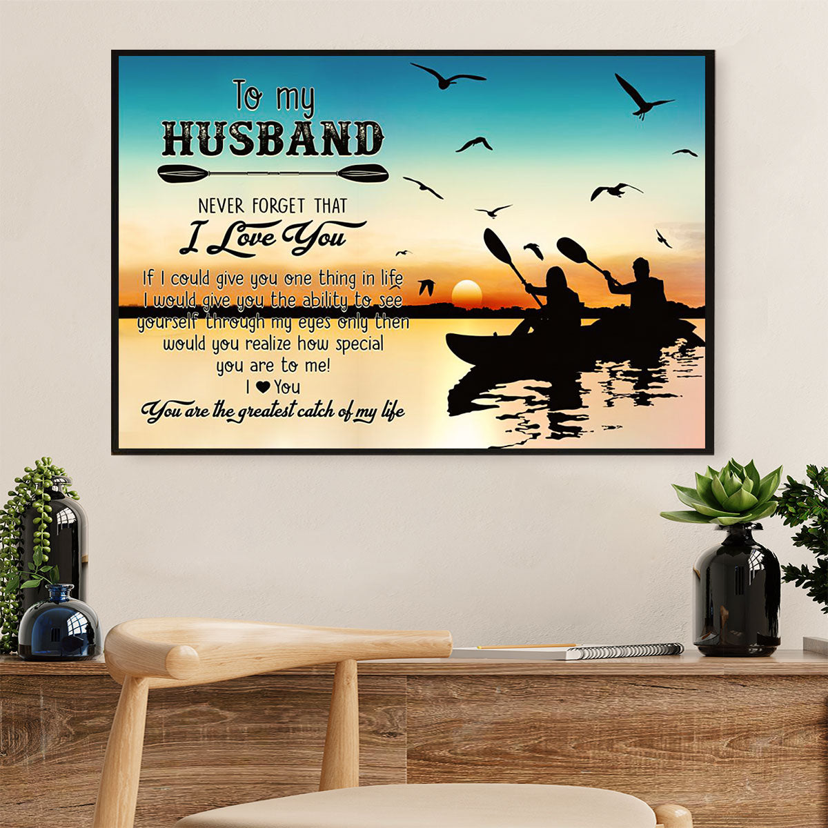 Kayaking Poster Prints | Couple From Wife To Husband | Wall Art Gift For Kayaker