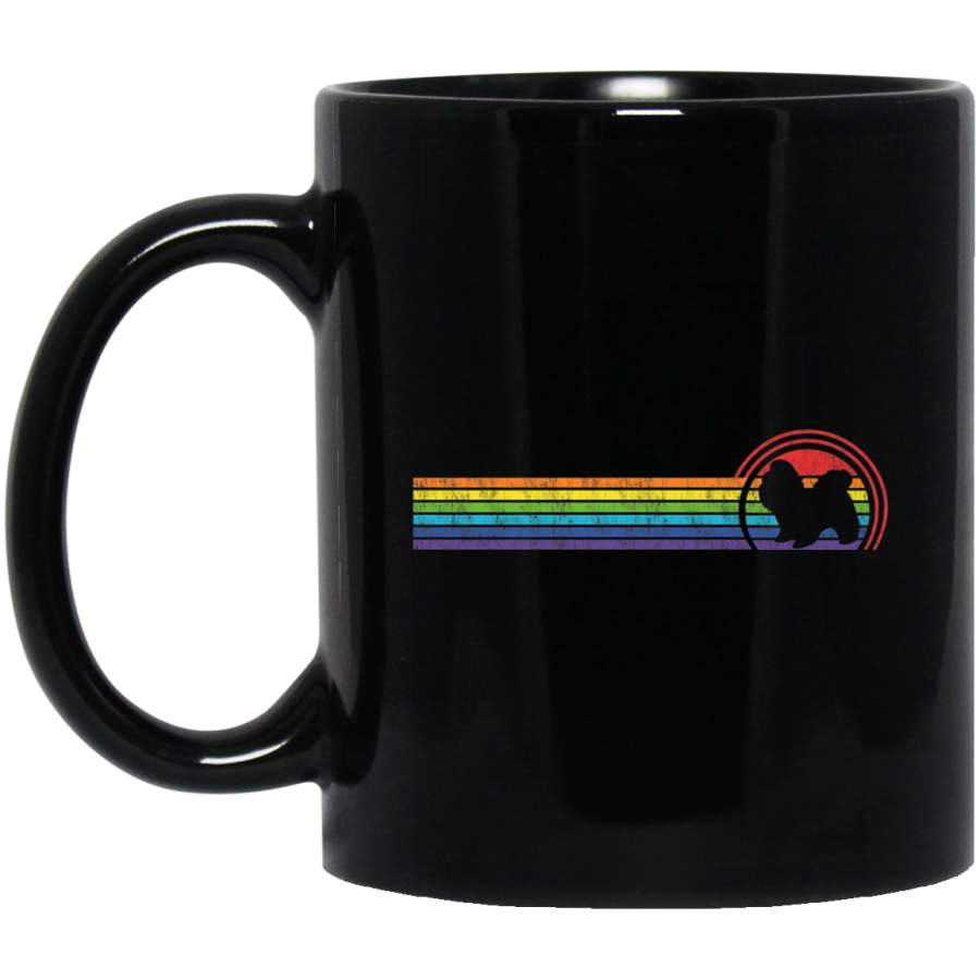 Shih Tzu Dog Rainbow Chest Lines Vintage Style 11 oz 15 oz Mug Black