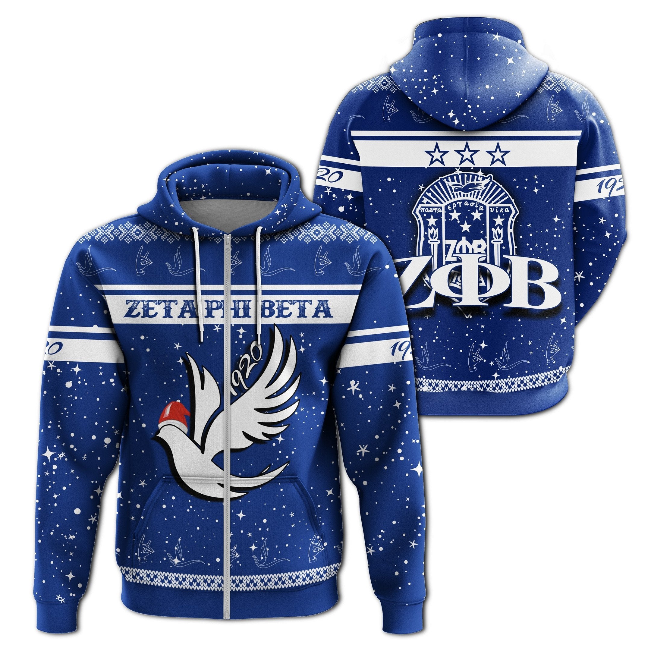 Sorority Hoodie – Zeta Phi Beta Christmas Zip Hoodie