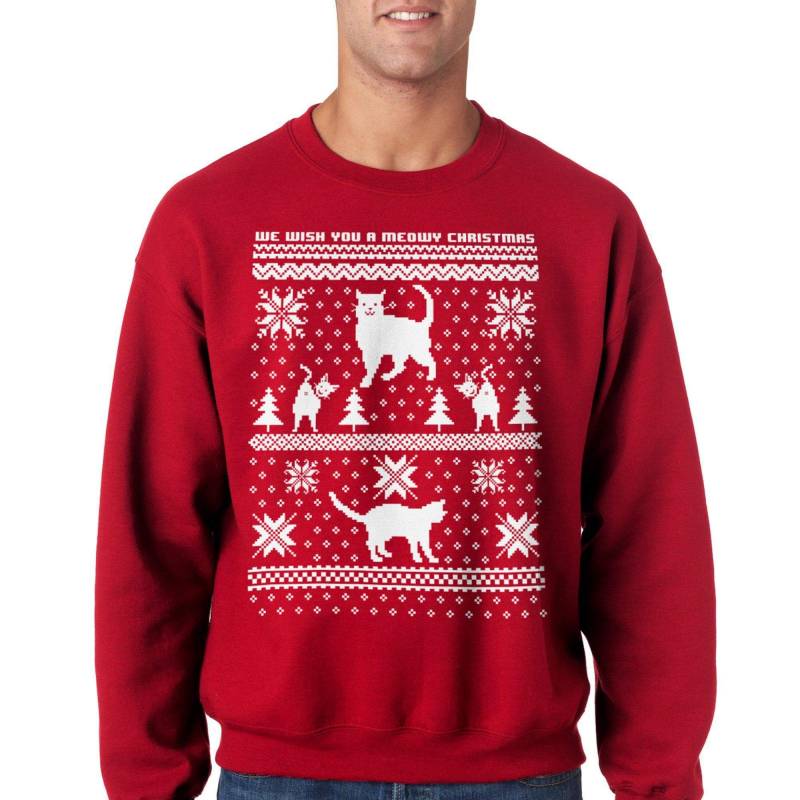 8 Bit Cat Butt Ugly Christmas Sweater Crew Neck Sweatshirt