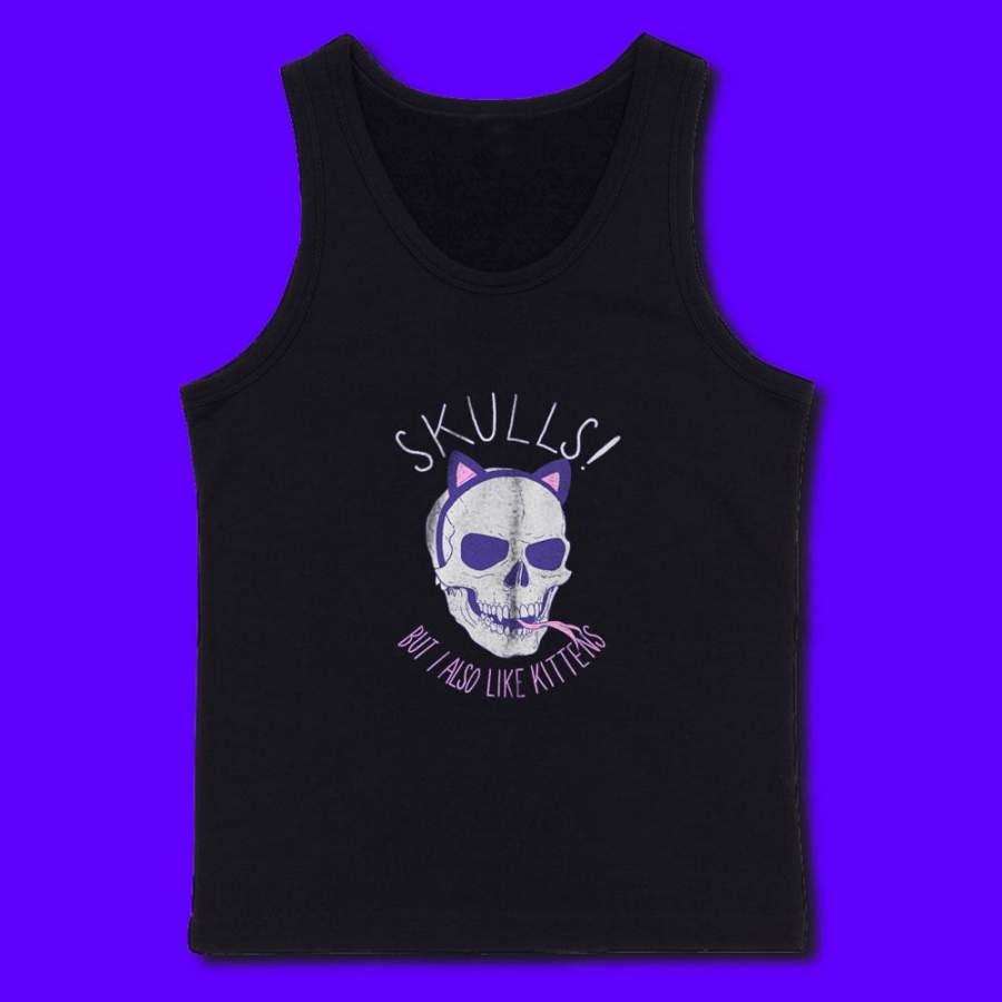 Skulls But I Also Like Kittens Men’S Tank Top