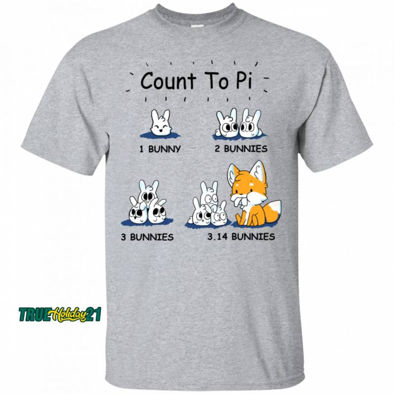 Pi Day – 14th March Count To Pi 1 Bunny 2 Bunnies 3 Bunnies 3.14 Bunnies Rabbit Fox T-Shirt