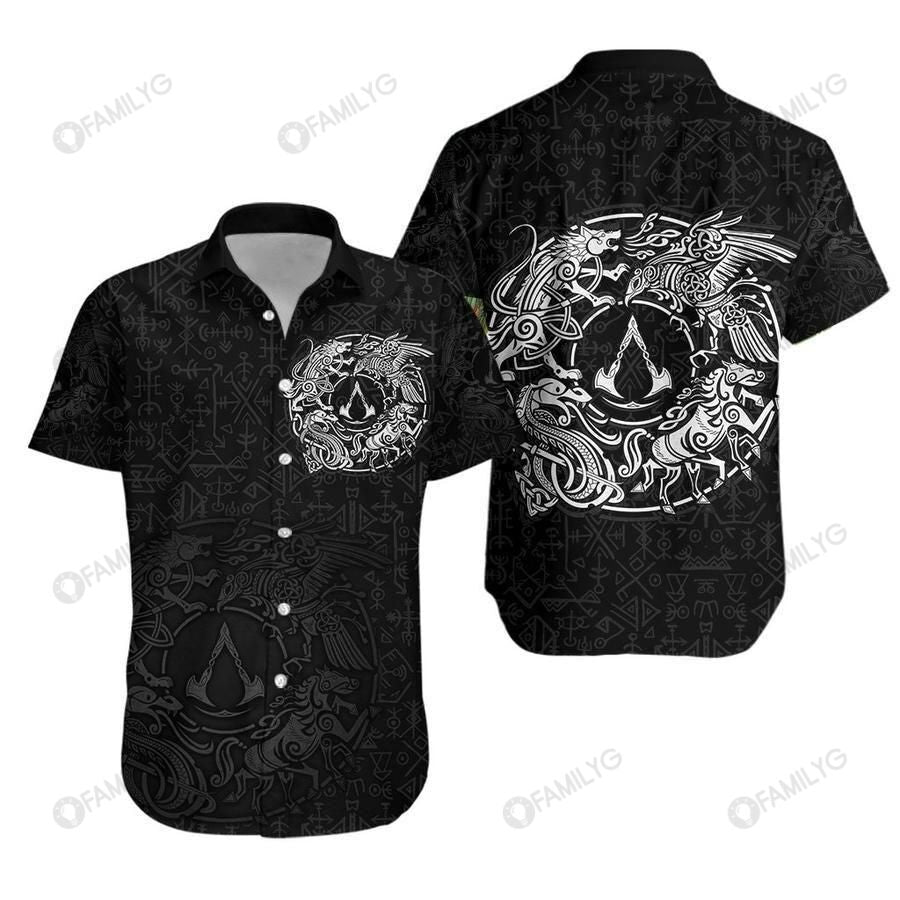 Viking Shirts – Nordic Viking Assassin Symbol – The Vikings Hawaiian Shirt Summer Hawaiian For Men, Women, Couple