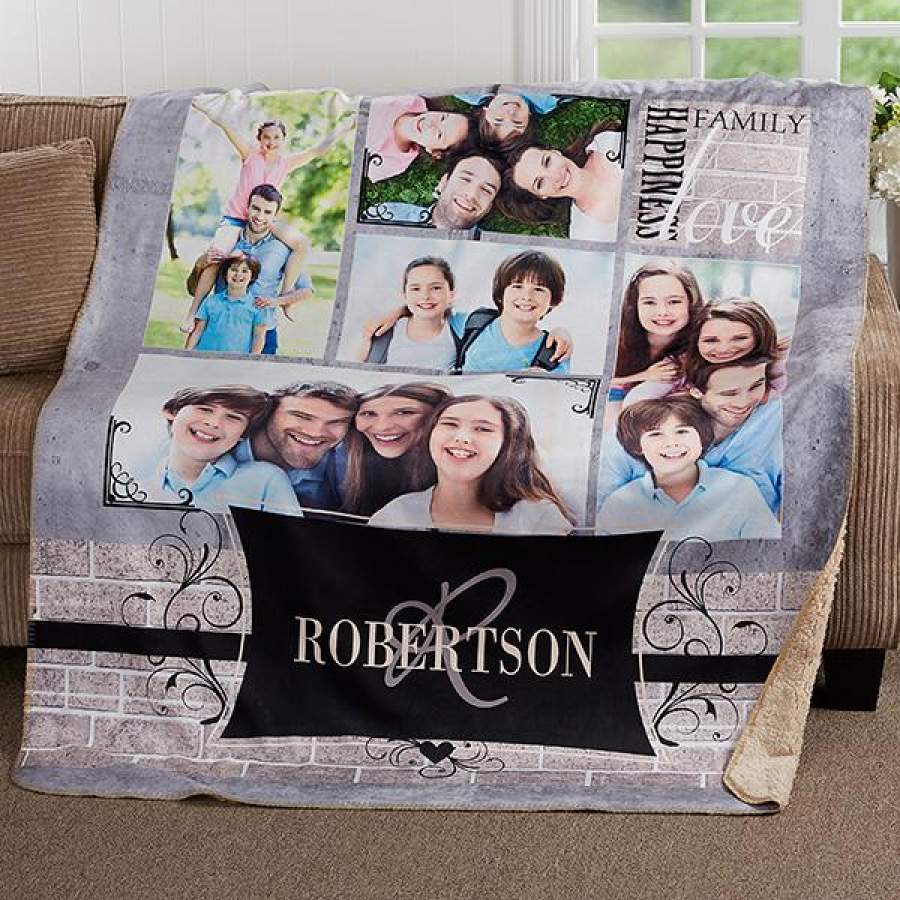 Custom Photo Blanket Family Photo Memories Personalized Premium Sherpa Blanket
