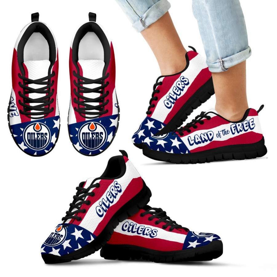 Proud Of American Flag Three Line Edmonton Oilers Sneakers