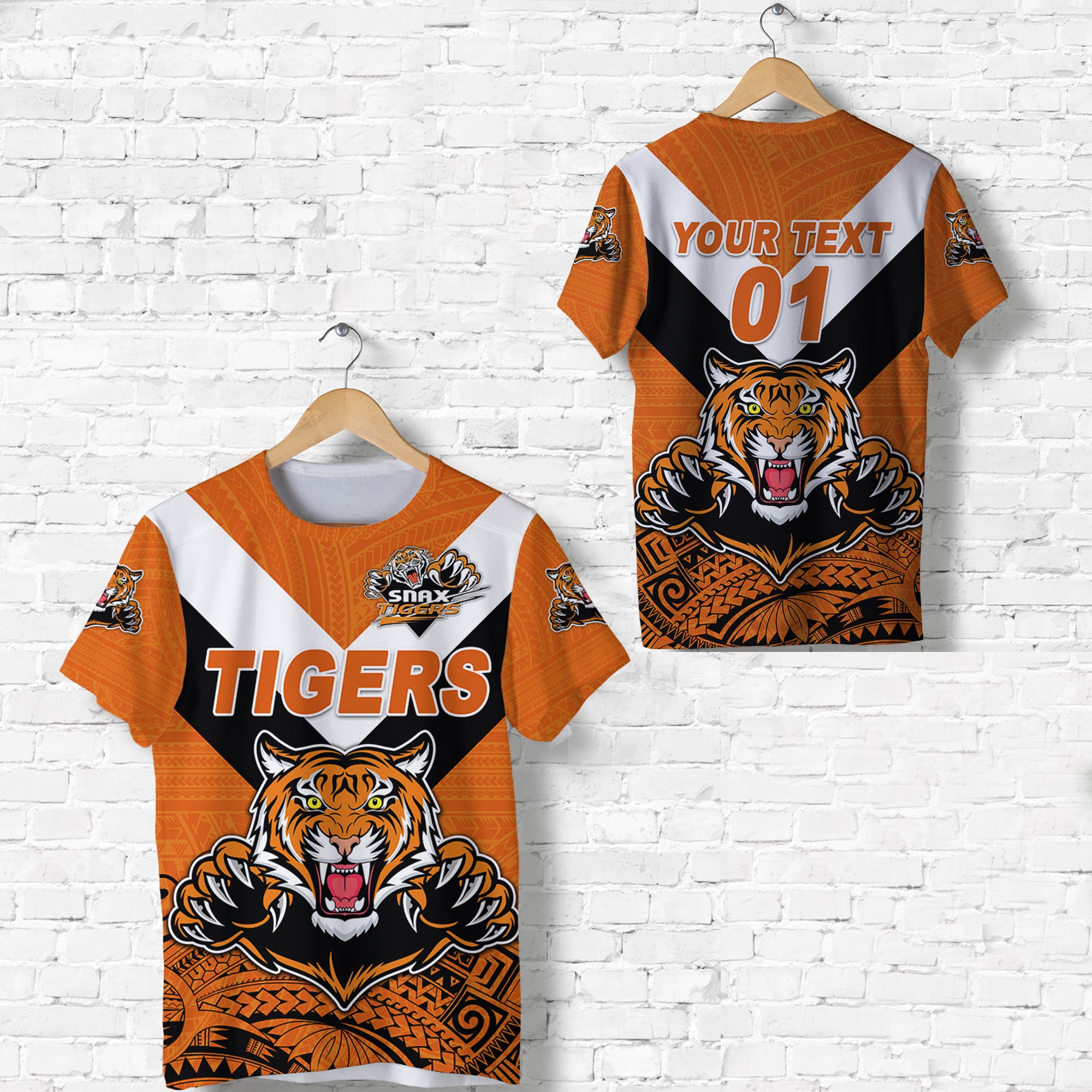 (Custom Personalised) Papua New Guinea Lae Snax Tigers T Shirt Rugby Simple Style – Orange, Custom Text And Number Lt8