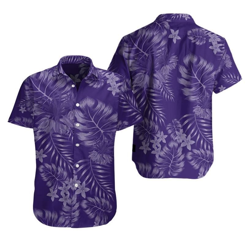 Mens Hawaiian Shirt  By Two Palms Hawaii  Monstera Ceres  Purple