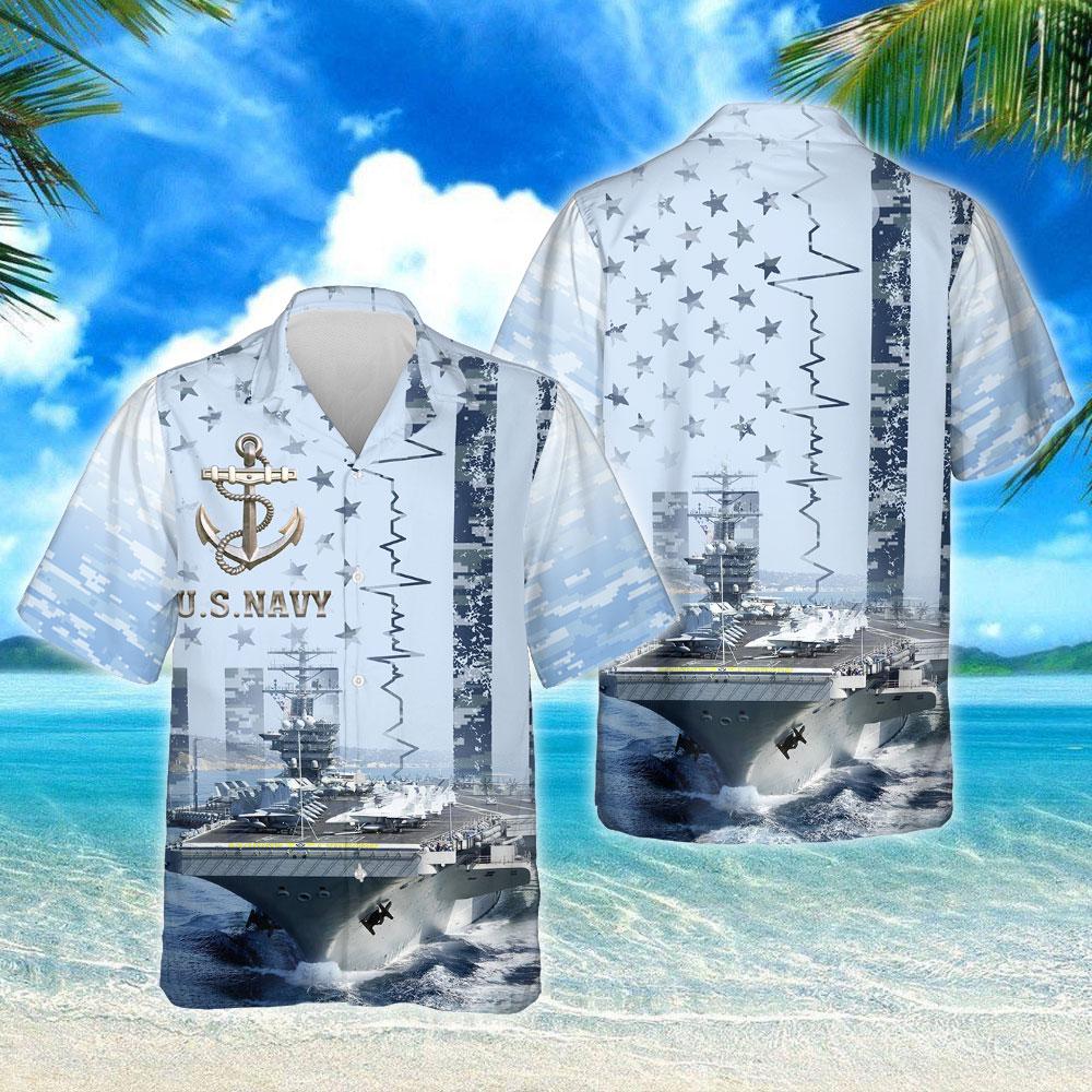 U.S.Navy Aircraft Carrier Hawaiian Shirt Anl32Hw