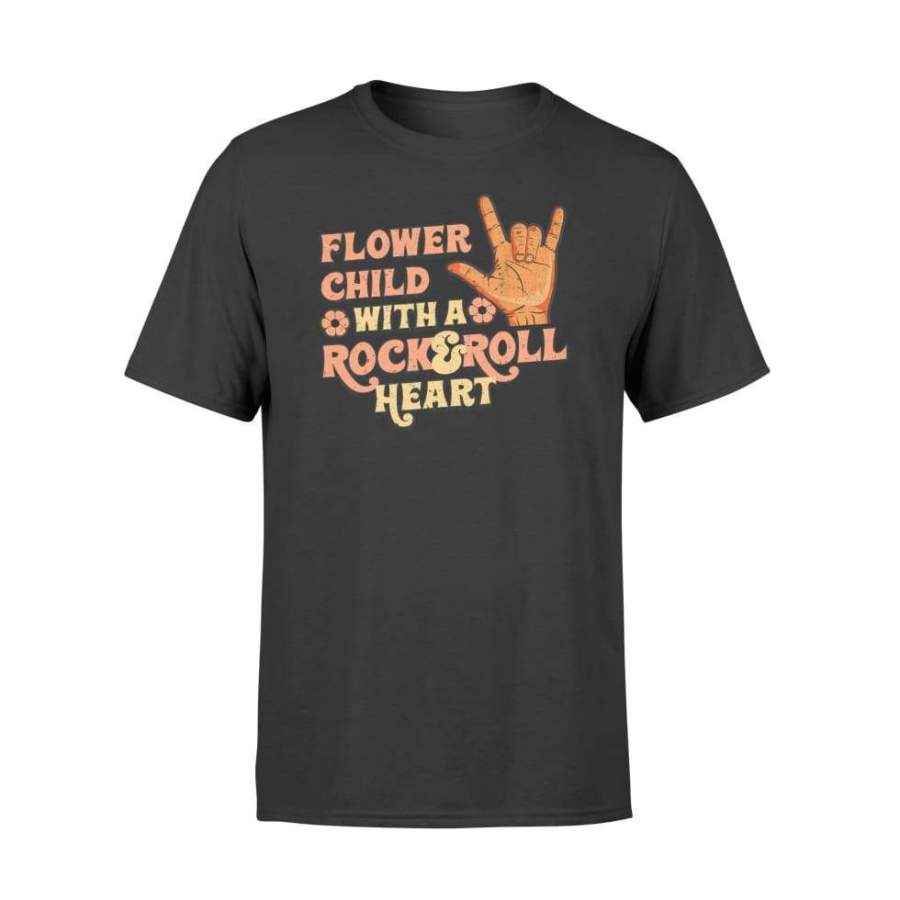 Flower Child With A Rock And Roll Heart Retro Vintage 70s – Standard T-shirt