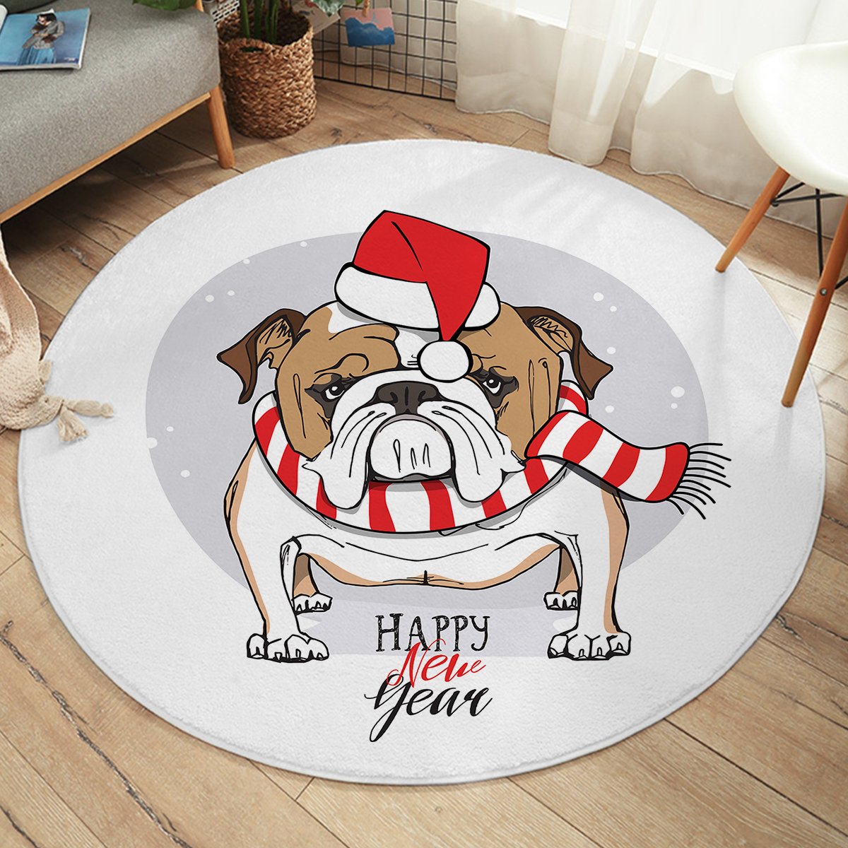 HPNY Pug SW2525 Round Rug