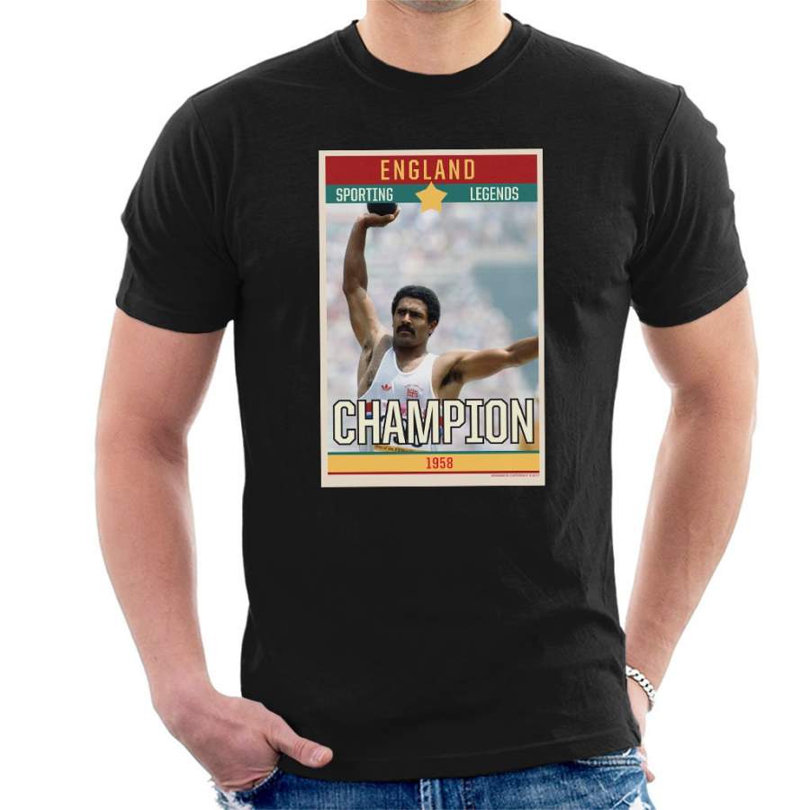 Sporting Legends Poster England Daley Thompson Champion 1984 Olympics Men’s T-Shirt