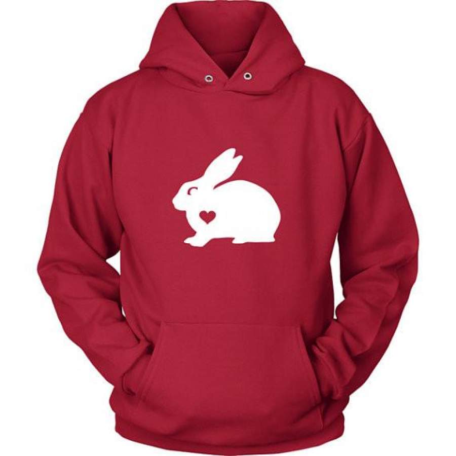 Bunny Lover Hug Your Bunny Women’s & Men’s Unisex Casual Red Pullover Hoodie