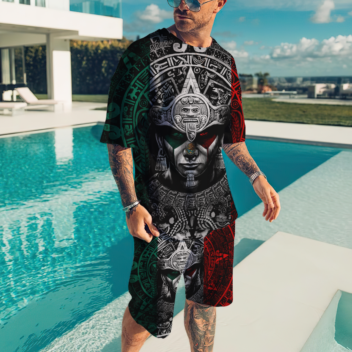 Aztec Mexican Combo T-shirt and Short 3D All Over Printed DQB14042102