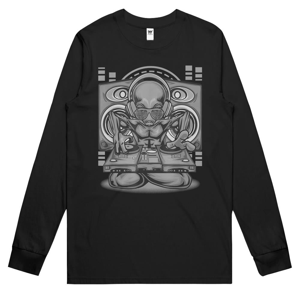 Ailen Shirt, Ufo Shirt, Ufo Long Sleeve T Shirts, Ufo Tee Shirt, Long Sleeve T Shirts Ufo, Alien Dj Inspired Alien Turntables Related Ufo House Music D Long Sleeve T Shirts