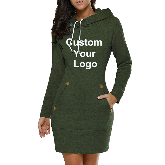 Women Custom Your Logo Hoodie Dresses Casual Long Sleeved Sweater Dress Casual Fashion Pullovers Sweatshirt alx