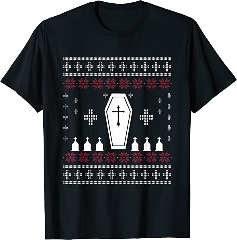 Ugly Christmas Embalmer Santa Claus New Year Coffin Cemetery T-Shirt