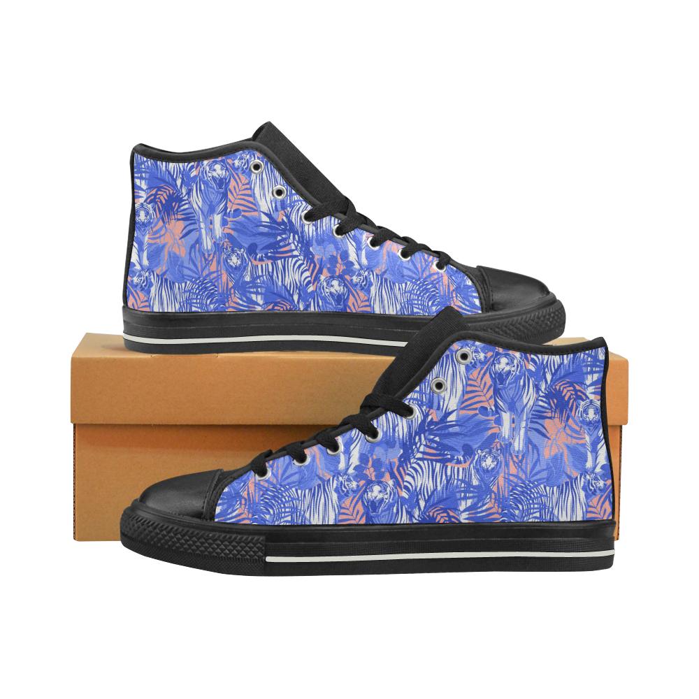 white bengal tigers pattern Men’s High Top Shoes Black