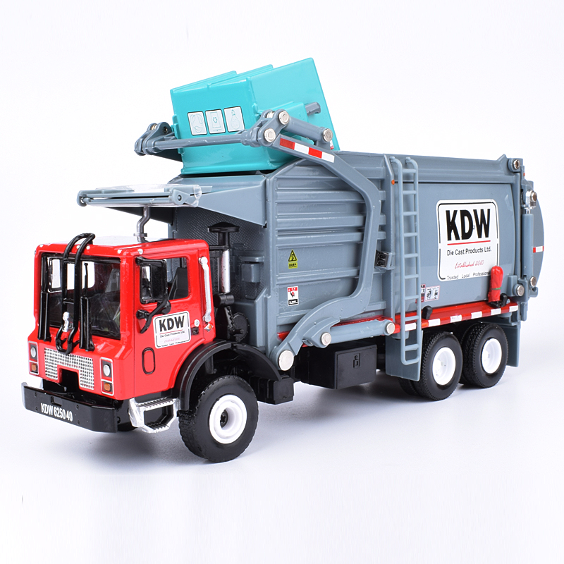 Alloy Diecast Barreled Garbage Carrier Truck 1:24 Waste Material Transporter Vehicle Model Hobby Toys For Kids Christmas Gift alx