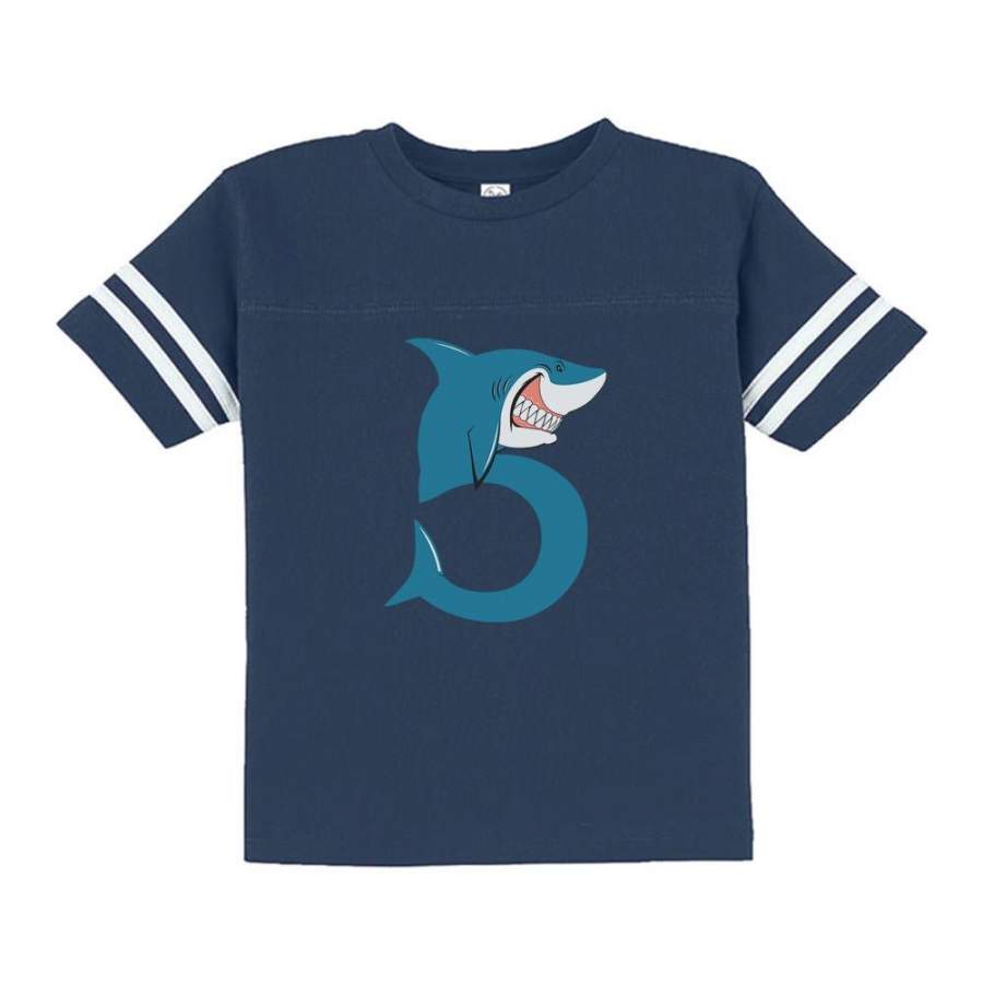 5th Birthday Shark Five Year Old Toddler Jersey T-Shirt