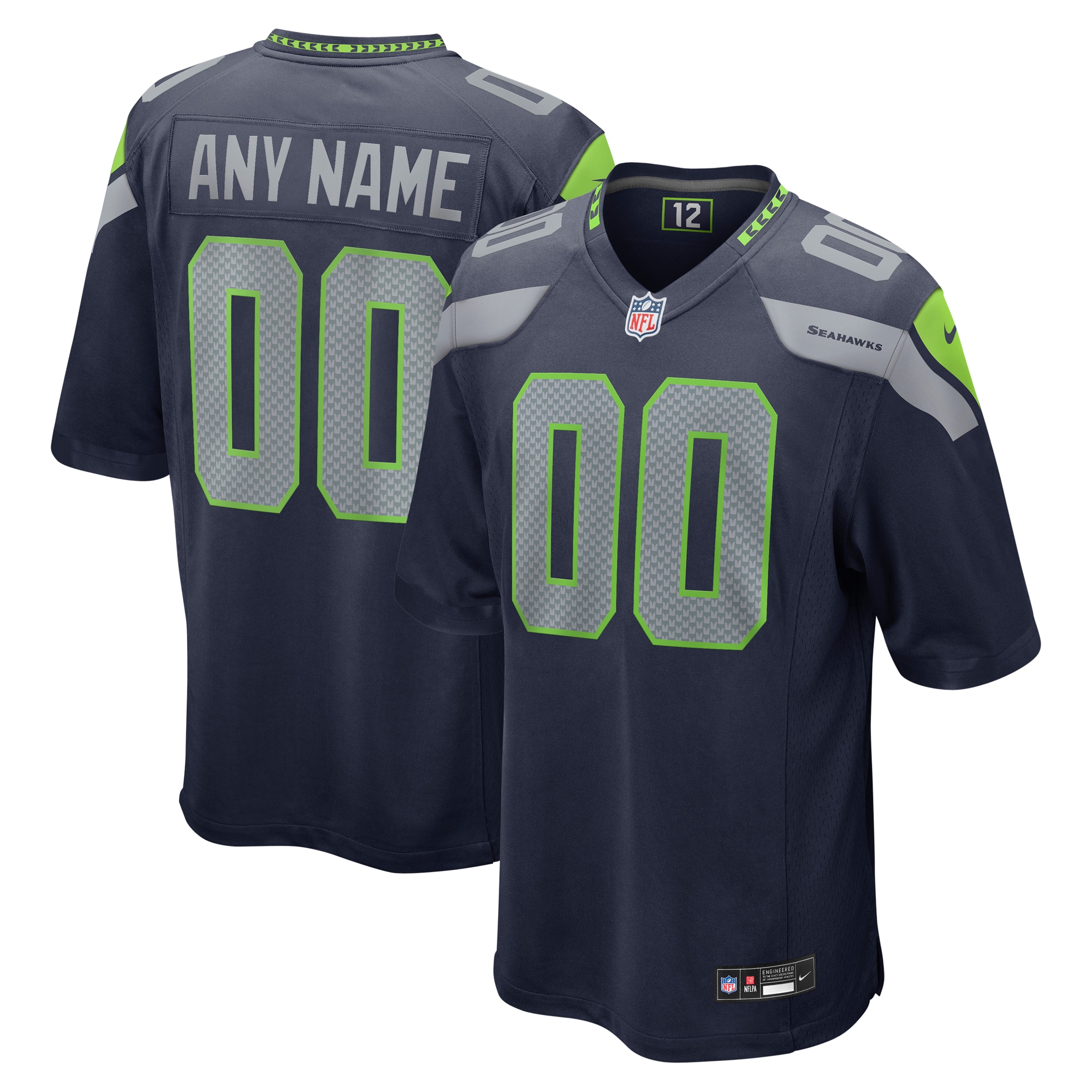 Men’s Seattle Seahawks College Navy Custom Game Jersey 2