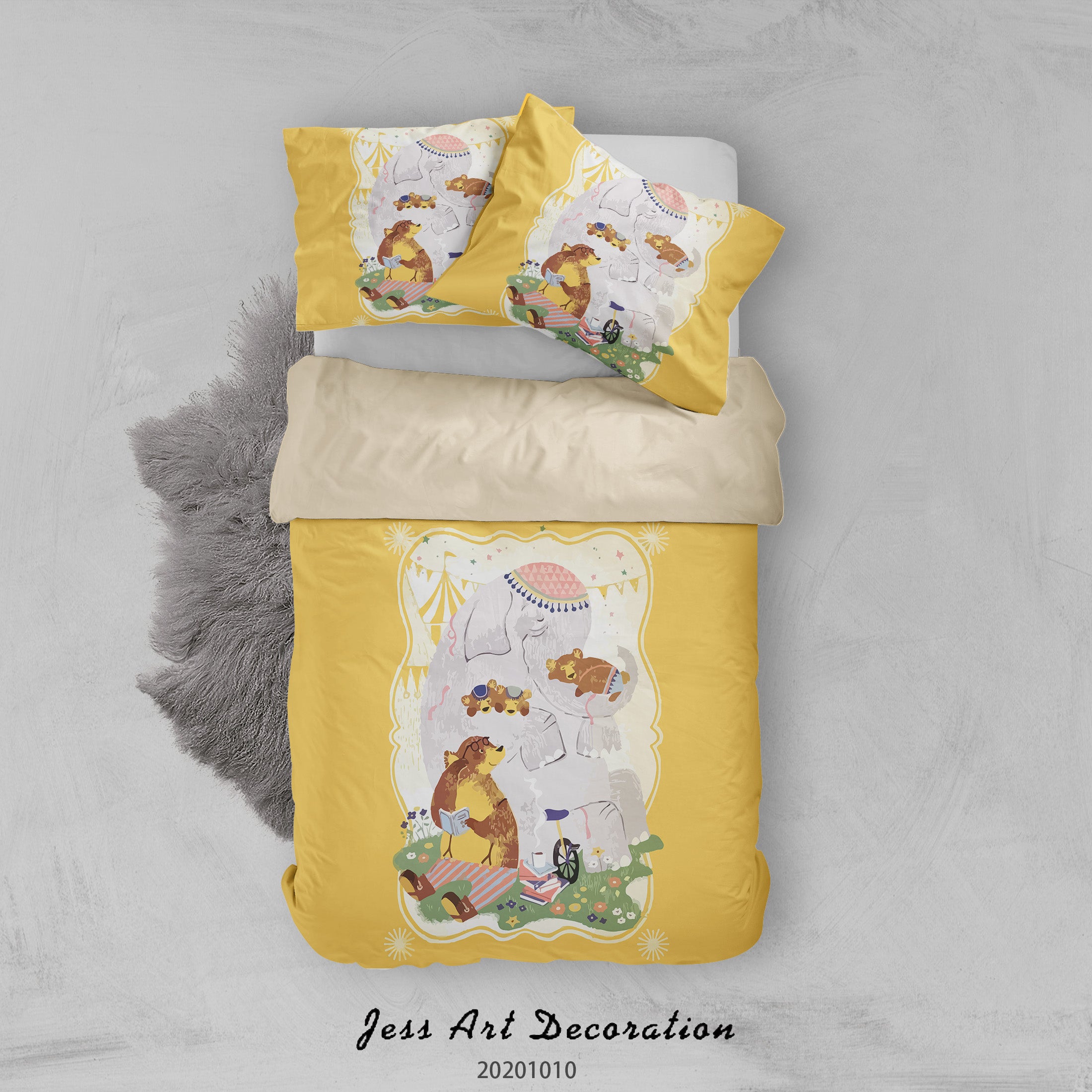 3D Cartoon Animal Bear Family Quilt Cover Set Bedding Set Duvet Cover Pillowcases Wj 9579