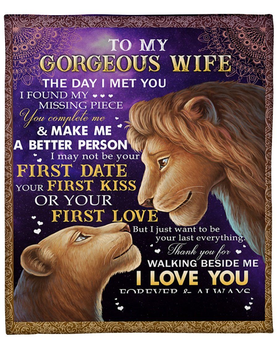 The Day I Met You Mandala Lion Gift For Wife Fleece Blanket