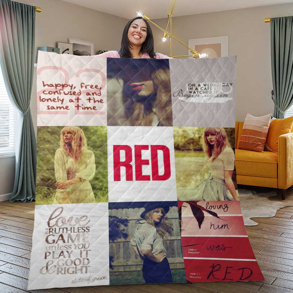 Taylor Swift Quilt Blanket, Taylor Swift Gift For Fan, Taylor Swift Red Album, Album Collage Quilt Blanket