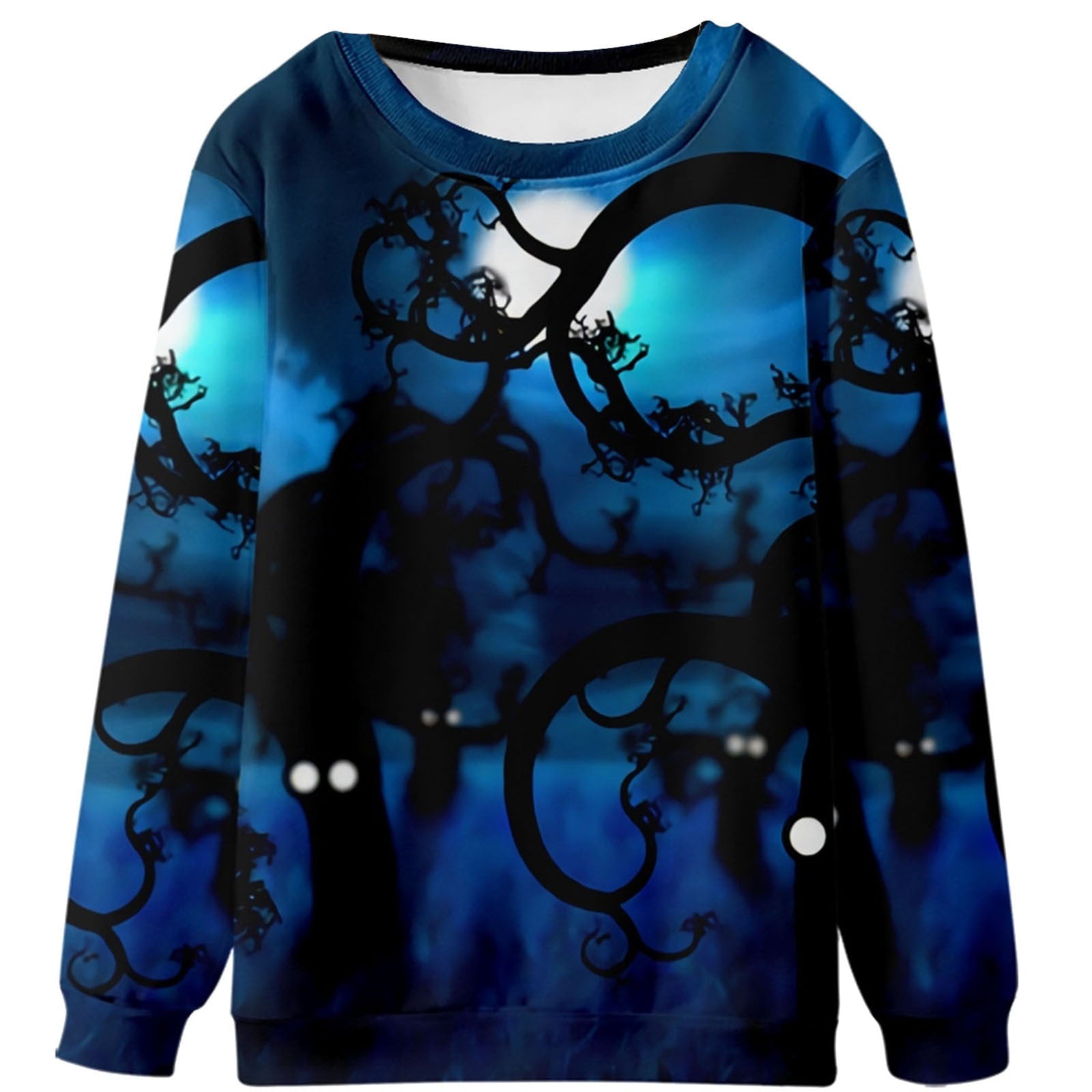 Halloween 3D Blue Crewneck Sweatshirt All Over Print Sweatshirt For Women Sweatshirt For Men