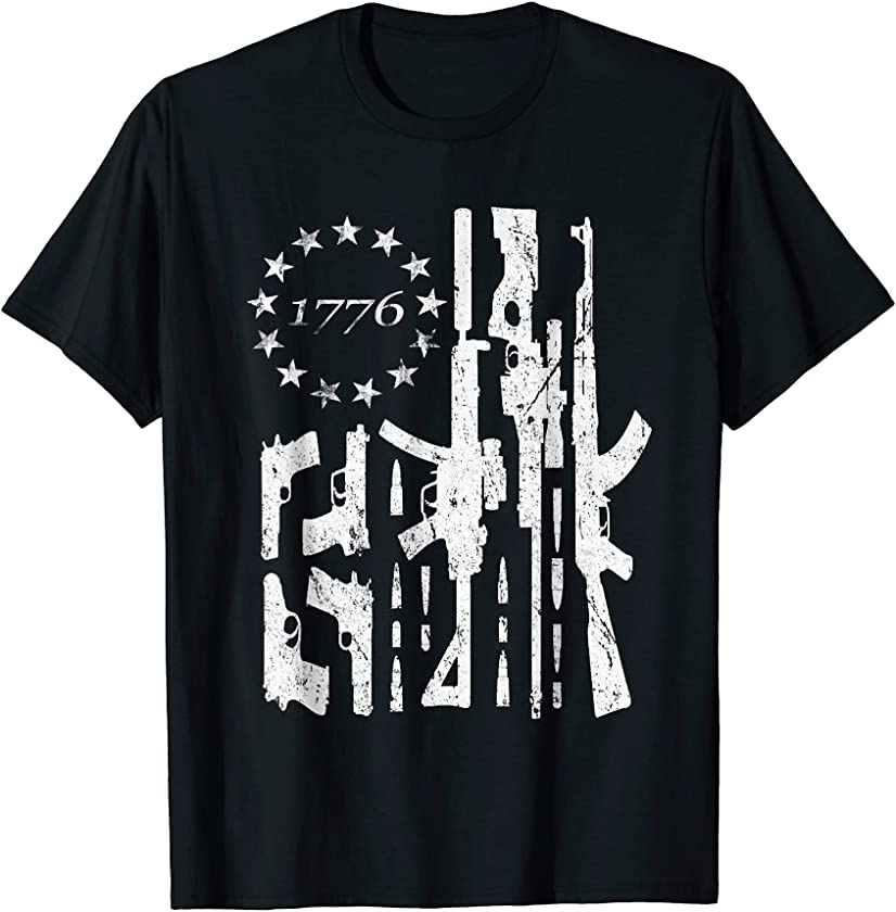 1776 Patriotic Vintage Style USA 4th Of July Gun USA Flag T-Shirt