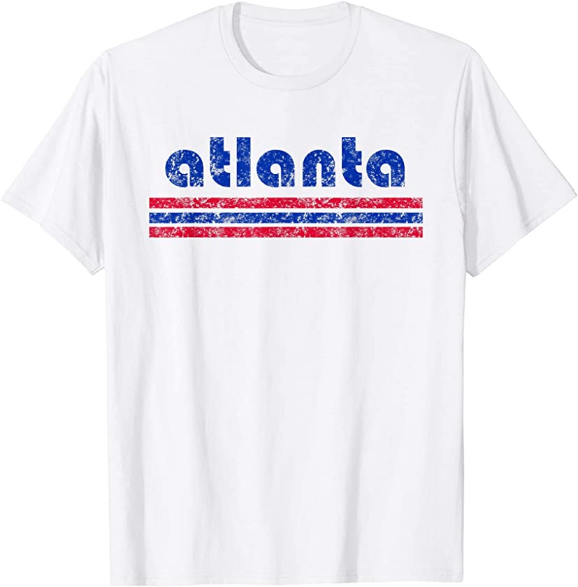 Atlanta Retro T Shirt Three Stripe Weathered Vintage T-Shirt