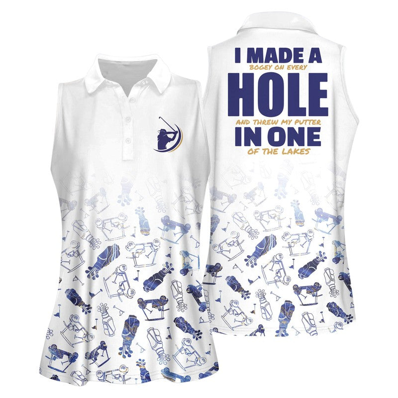 Personalized Golf Shirts For Women Sleeveless, Funny I Made A Hole In One Women Sleeveless Polo Shirt