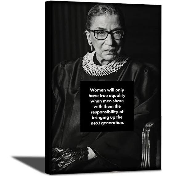 Notorious Rbg Wall Art, Feminist Portrait, Motivational Poster, Justice Ruth Bader Ginsburg Women’S Equality Quote Wrapped Canvas Prints