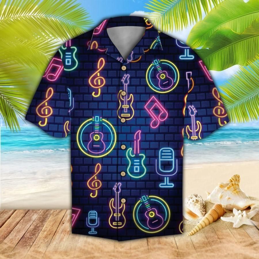 Discover Cool Neon Light Guitar So Hawaii Aloha Shirts Ha79346