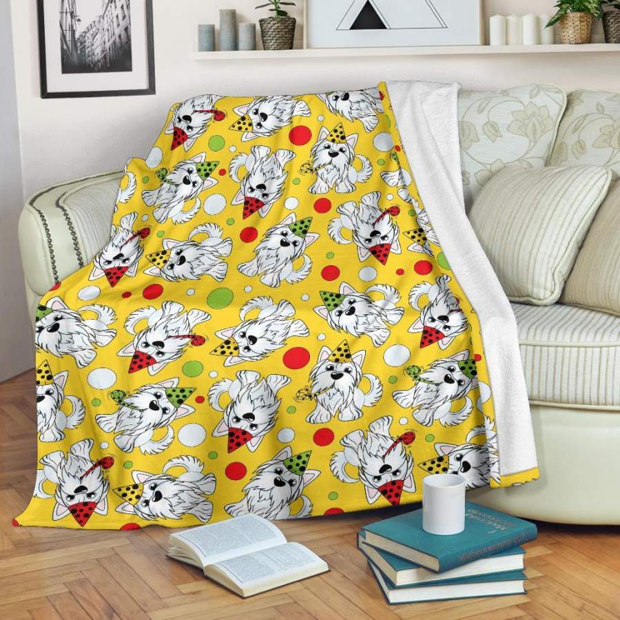 Puppy Yorkshire Terrier Dog Print Pattern Blanket