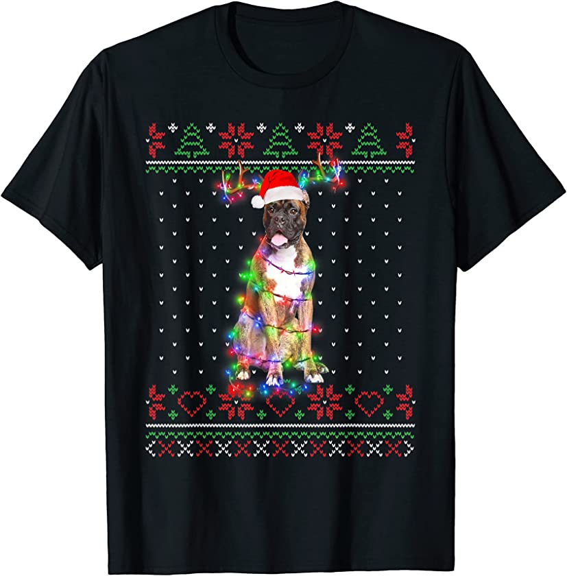 Boxer Dog Ugly Sweater Christmas Puppy Dog Lover T-Shirt