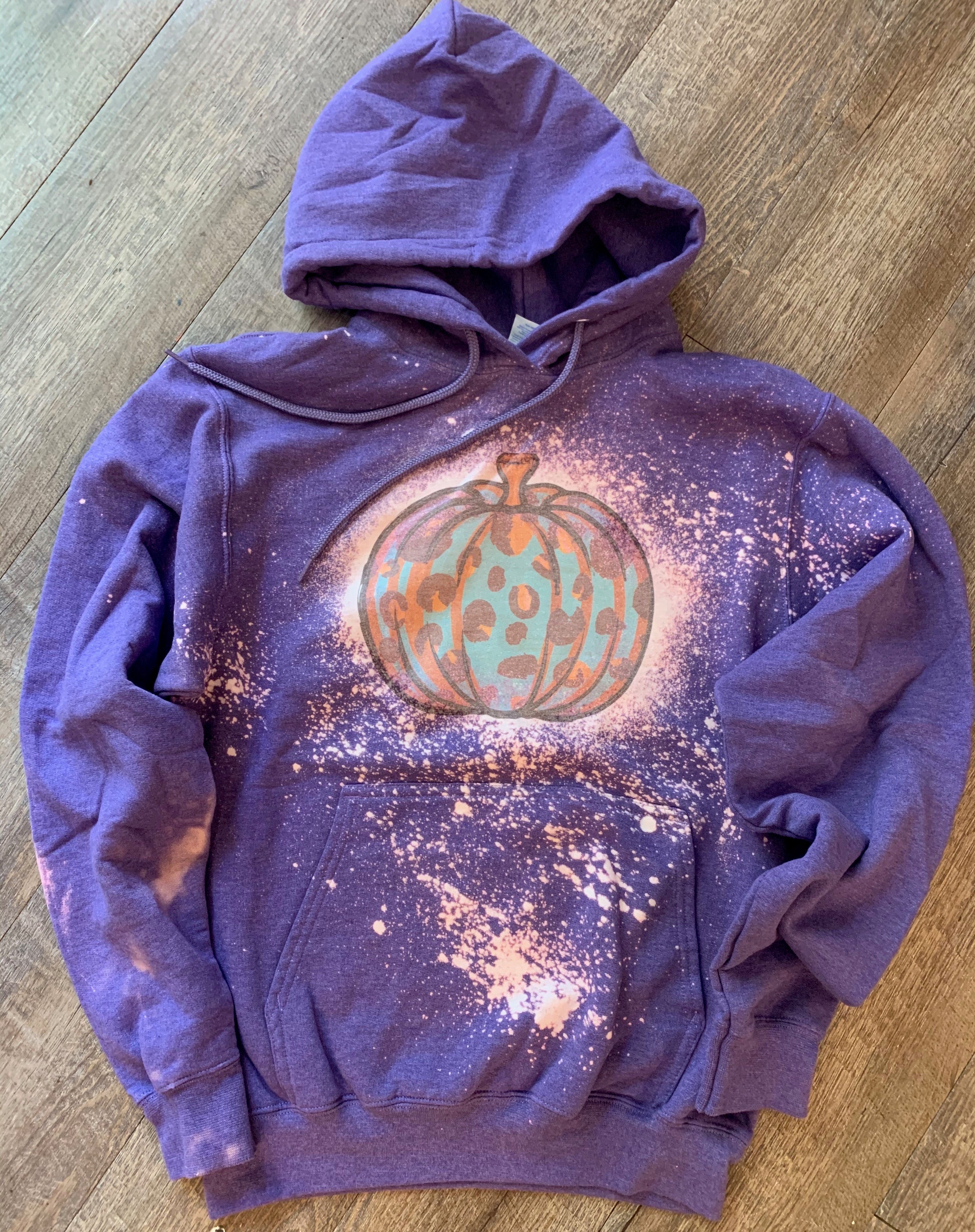 Purple Teal Leopard Pumpkin Hoodie. Graphic Tee Or Hoodie.