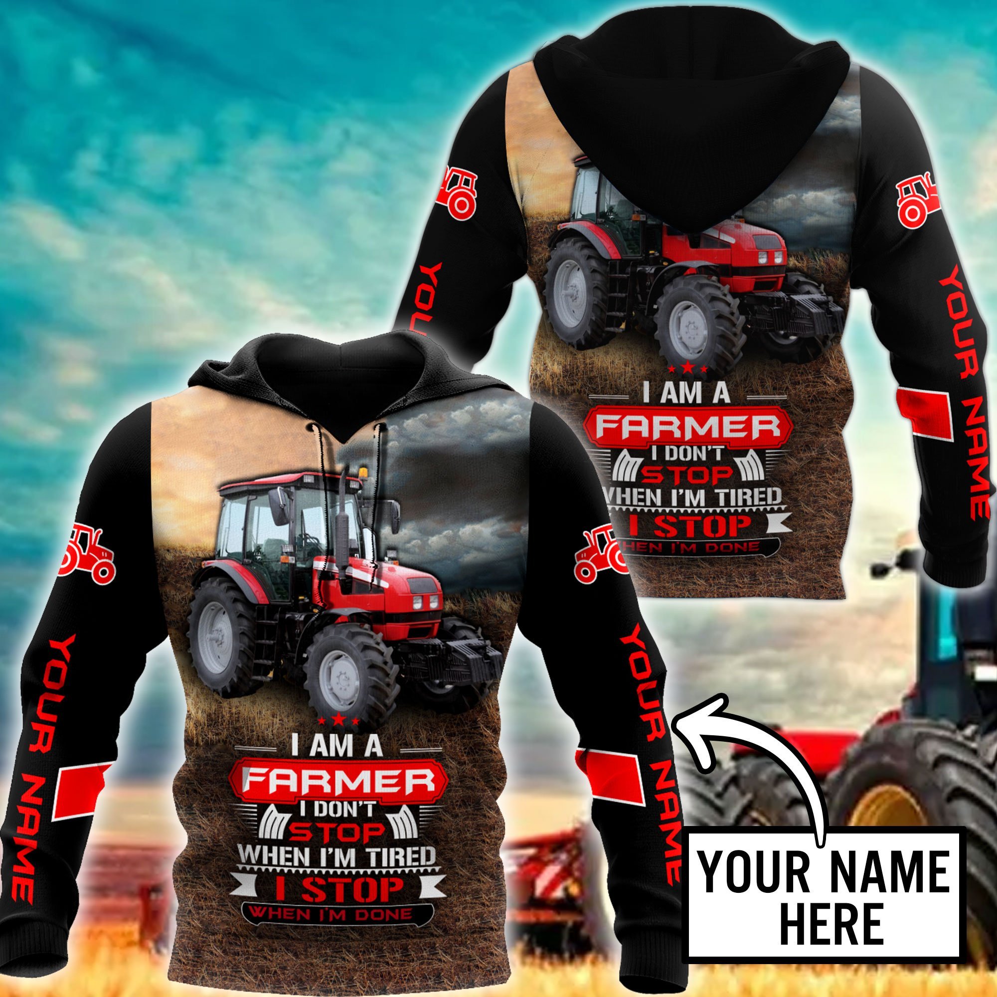 3D All Over Printed Tractor  Red  Unisex Shirts Custom Name XT NTN20022103