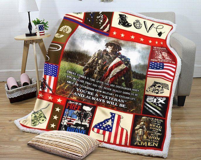 You Are A Veteran And Always Will Be Land Of The Free Home Of The Brave 1 Sherpa Fleece Blanket